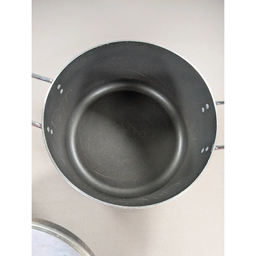 Wear-Ever Aluminum Stock Pot 12 Qt Vintage USA Nonstick Chrome Handle Lid